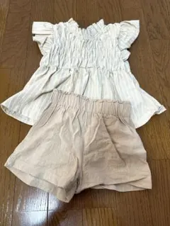 キッズ セットアップ ストライプ ベージュ