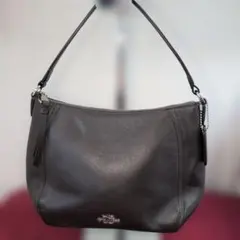 美品】コーチ COACH グレー レザーショルダーバッグ 32281バケツ型 