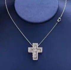 【人気デザイン】クロスネックレス S925 シルバー キュービックジルコニア