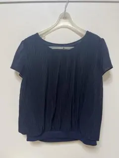 ロートレアモン ネイビープリーツ シアー袖トップス