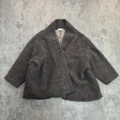 ボア　カーディガン グレー ショート丈　vintage レトロ　森ガール