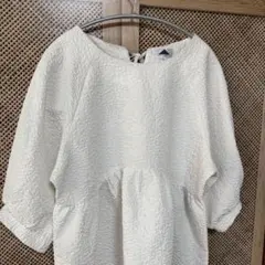 ABITOKYO／ブラウス　五分袖シャツ　バルーンスリーブ　ホワイト　L