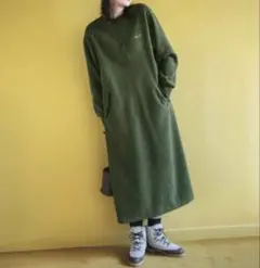 IEDIT イディット　WOODSコラボ 布はく遣いのフリースロングワンピース