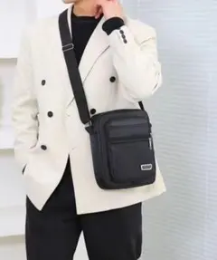 メンズ スマホショルダーバッグ 斜めがけ 軽量 コンパクト ブラック 黒