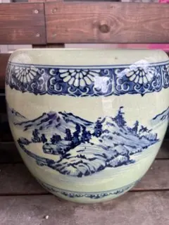 美品】たちばな焼 染付 山水画 火鉢 陶磁器 伝統工芸 - メルカリ