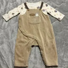 ミッフィー 長袖 ロンパース カバーオール 80cm サロペット風