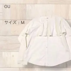GU ケープカラーブラウスZ ホワイト M 231-351691のサムネイル