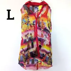 Goddess 【L】 ノースリーブ ブラウス チュニック レトロ 総柄のサムネイル