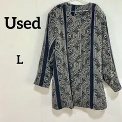 ノーブランド ペイズリー柄 長袖シャツ チュニック レディース L