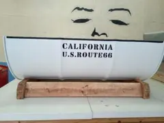 カリフォルニア U.S. ROUTE 66 ドラム缶リメイクプランター木製台付き