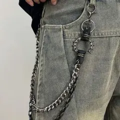 チェーンアクセサリー パンツチェーン ダブルチェーン ストリート系 黒シルバー