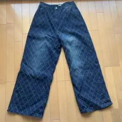 ダークブルーデニム ワイドレッグ パンツのサムネイル
