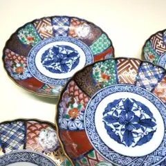 龍峯窯 古伊万里様式 銘々皿 5枚セット 金彩 染付 祥瑞花丸紋