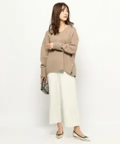 【BARNYARDSTORM】ウールカシミヤ混AQUAサイドボタンVニット