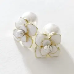 no2124/パールキャッチ付きビジューピアス