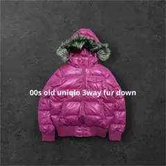 =*♡様 00s old UNIQLO fur down jacket ピンク