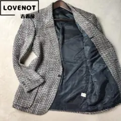 DOMANI　テーラードジャケット　グレンチェック　ツイード調　ウール混　L位