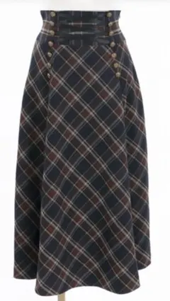 連釦ハイウエストチェックスカート