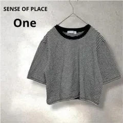 【SENSE OF PLACE】クロップド　ボーダー　カットソー　Tシャツ　白黒