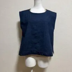 着物リメイク（ノースリーブブラウス）紬　正絹　ネイビー