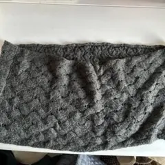 グレー ケーブル編み ニットスヌード