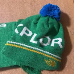 【最終価格】ノースフェイス キッズ ニット帽&マフラーセット グリーン