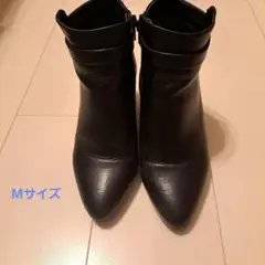 ROPE' PICNICレザー アンクルブーツ 黒 中ヒール