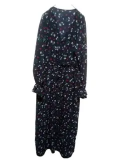 【A0183】LOWRYSFARM ネイビー花柄長袖シャツワンピース