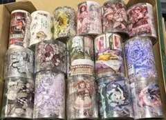 海外 人物マスキングテープ 新品、中古16個セット 墨魚、専属熊熊、ま