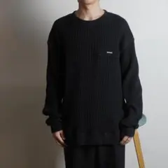 XLARGE WAFFLE CREWNECK TOP ブラック/QW182