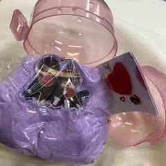 モンチッチ ふわふわハートチャーム キーホルダー ガチャガチャ 紫 パープル