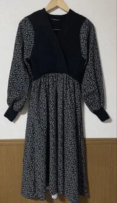 【試着のみ】ドッキング花柄ワンピース　フリーサイズ　No.146