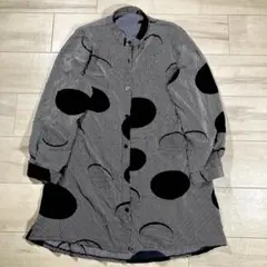 B*N様 長袖シャツ総柄ストライプ柄アート　モノトーンゆったり　個性的　モードヴ