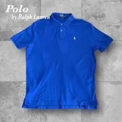 ポロラルフローレン 半袖ポロシャツ 青 XL 刺繍ロゴ コットン 鹿の子 古着