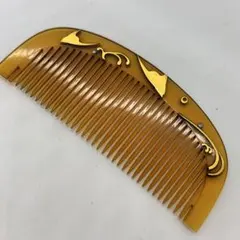 071204 アンティーク　本鼈甲　飴色　象嵌　K22波千鳥　櫛　かんざし