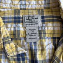 L.L.Bean 半袖チェックシャツ イエロー Lサイズ コットン