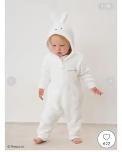 80サイズ gelato pique【ミッフィー】ベビモコロンパース 水通しのみ