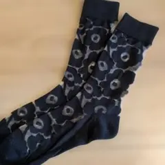 Marimekko★シースルー／ウニッコ柄ソックス★黒のサムネイル