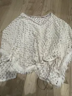 axes アイボリー フリンジ ポンチョ