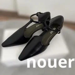 新品！nouer黒のポインテッドトゥパンプス アンクルストラップ付き