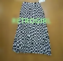 新品未使用　チェック　ロングスカート　レトロガール