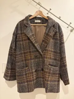 値下げJU NO AHチェック柄チェスターコート