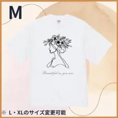 【新品・1点限り】ハイクオリティー Tシャツ　シンプル 花 モノトーン M