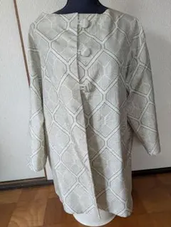 幾何学模様 ノーカラージャケット 着物リメイクハンドメイド
