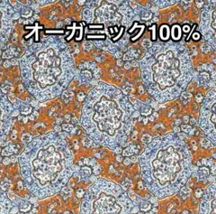 《ネビルペイズリー》茶系のオレンジ　110×70 リバティトゥルーコットン