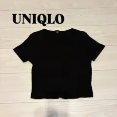 UNIQLO 半袖リブクロップドTシャツ　ブラック　甘サイズ