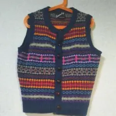 BEAMS ニット ベスト 古着 柄