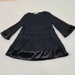 黒 デザイントップスM 7分袖