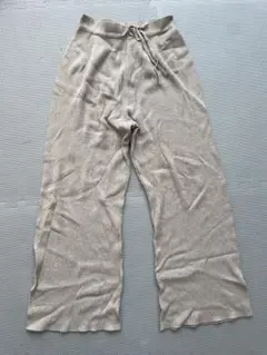 ウォッシャブルニットリブパンツ ベージュ ユニクロ