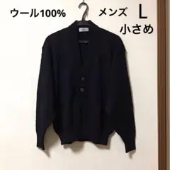 メンズ　ニット　セーター　ブラック　黒　ウール100% Lサイズ　小さめ